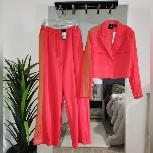 NWT Adidas x Ivy Park Cropped Suit Jacket & 3-Stripes Suit Pants, Coral | Mesa - Picture 6 of 7